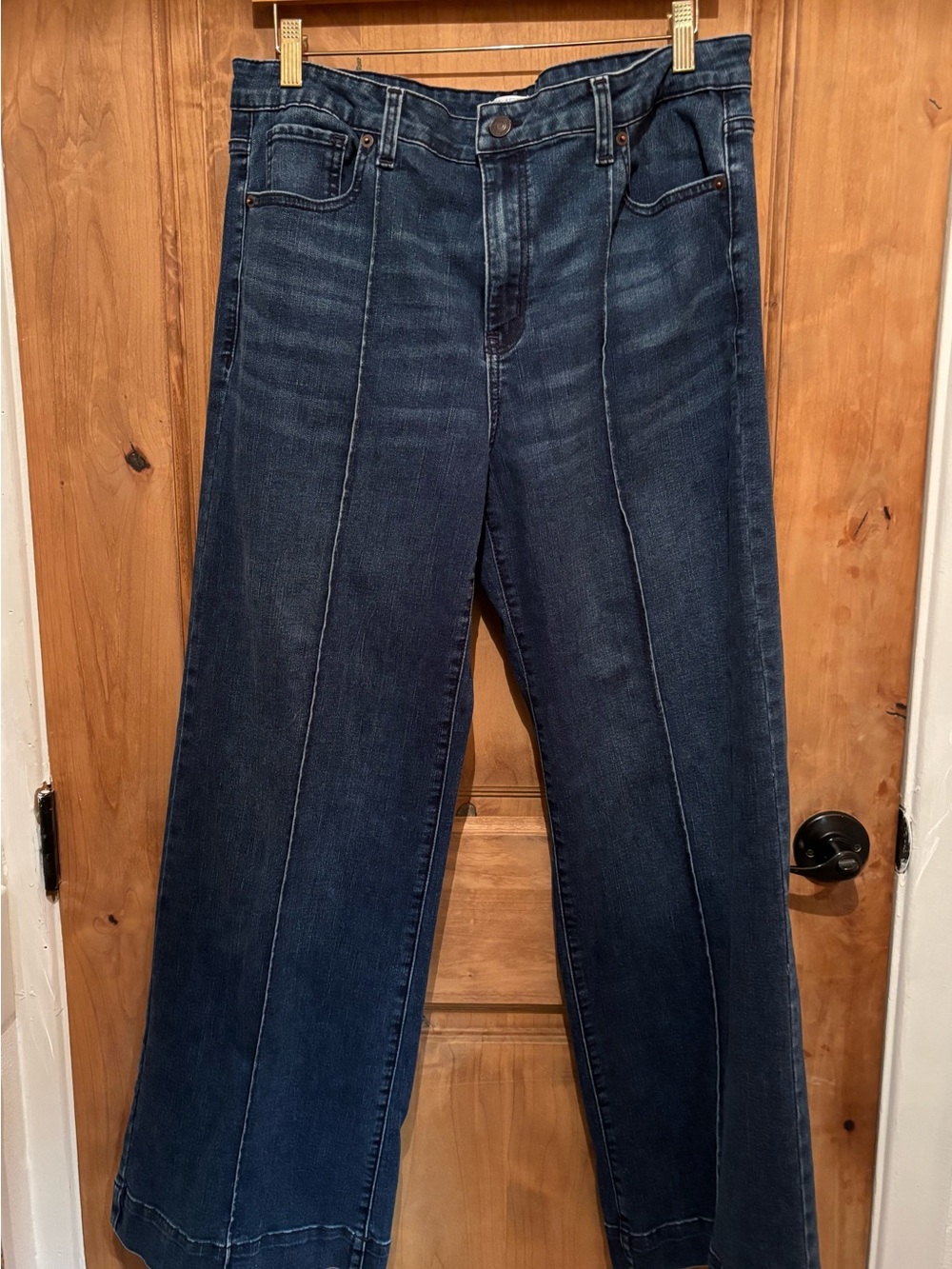 Time and Tru Dark Blue High-Rise Wide-Leg Jeans with Front Seams